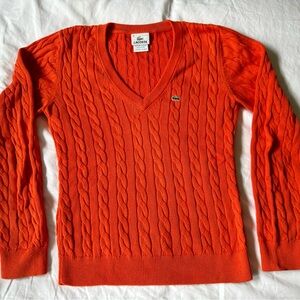 Lacoste - orange cable knit cotton sweater
